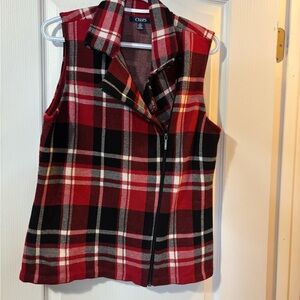 Chaps Sz Large Red and Black Plaid Vest